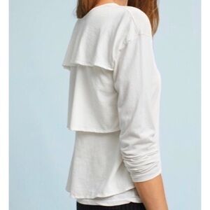 AMO Denim White Ruffle Back Cotton Top